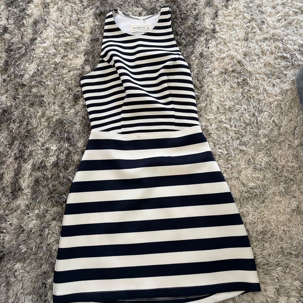 Abercrombie and Fitch Navy and White Striped Mini Dress